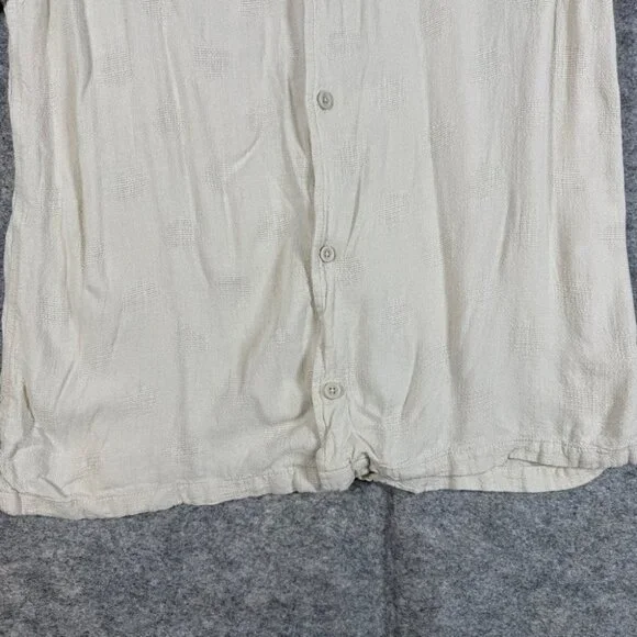 Common People Linen Blend Textured Polka Dot Button Up Shirt Size L Resort Wear - Picture 5 of 14